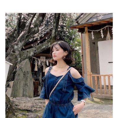 JUMSUIT JEAN ĐÙI TRỄ VAI TAY LOE - ND502